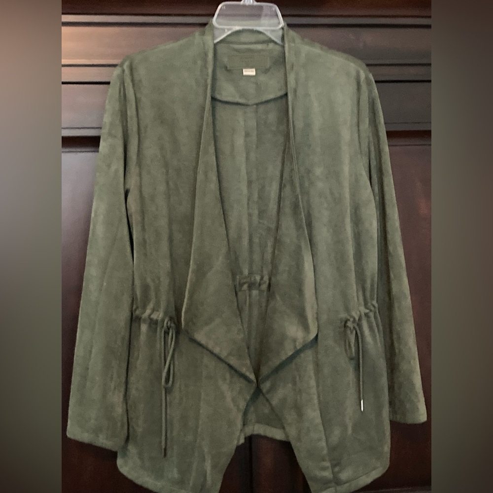 Blank NYC Green Ultrasuede Utility Jacket with Waterfall Collar